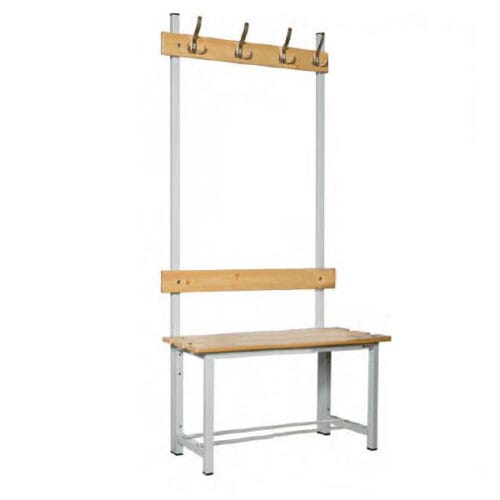 banco de madera y acero