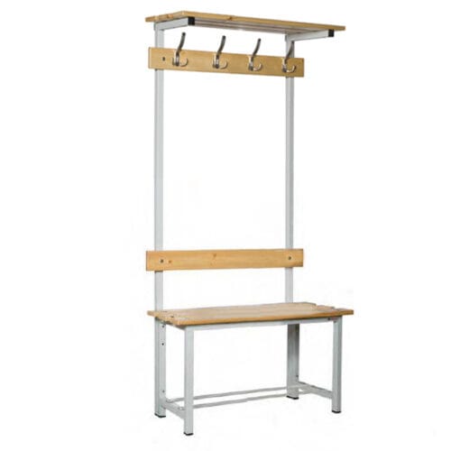 banco de madera y acero